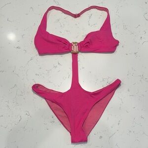 Versace Hot Pink One-Piece Monokini Swimsuit